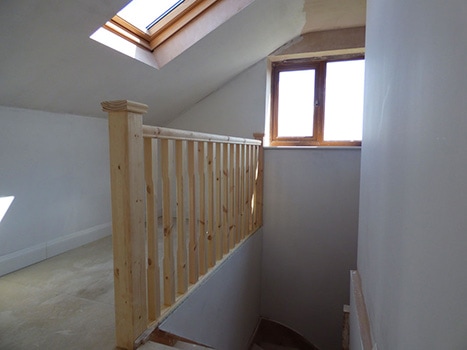 Garage conversion in Mow Cop - banister