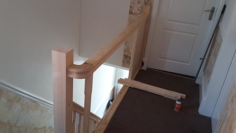 Hand built wooden banister in Newcastle
